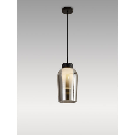Nora 18cm Adjustable 1 Light Glass Pendant Light - Black & Frosted