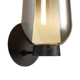 Nora 1 Light Glass Wall Light - Black/Black Marble