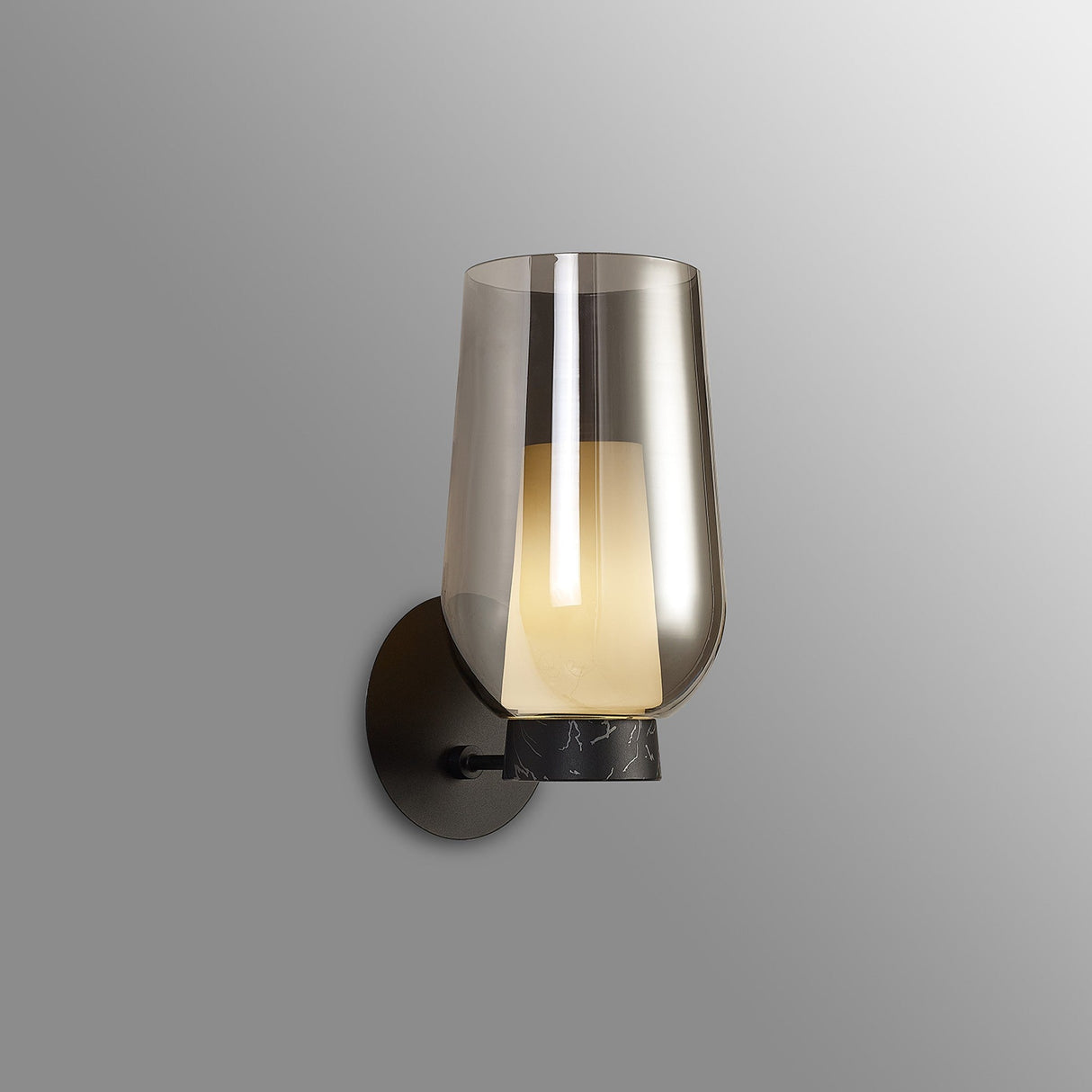 Nora 1 Light Glass Wall Light - Black/Black Marble