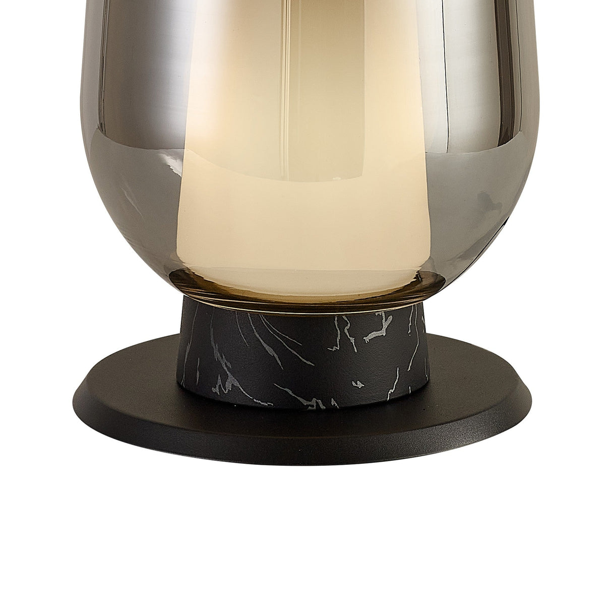 Nora 1 Light Chrome Glass With Frosted Inner & Wood Table Lamp - Black