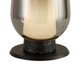 Nora 1 Light Chrome Glass With Frosted Inner & Wood Table Lamp - Black