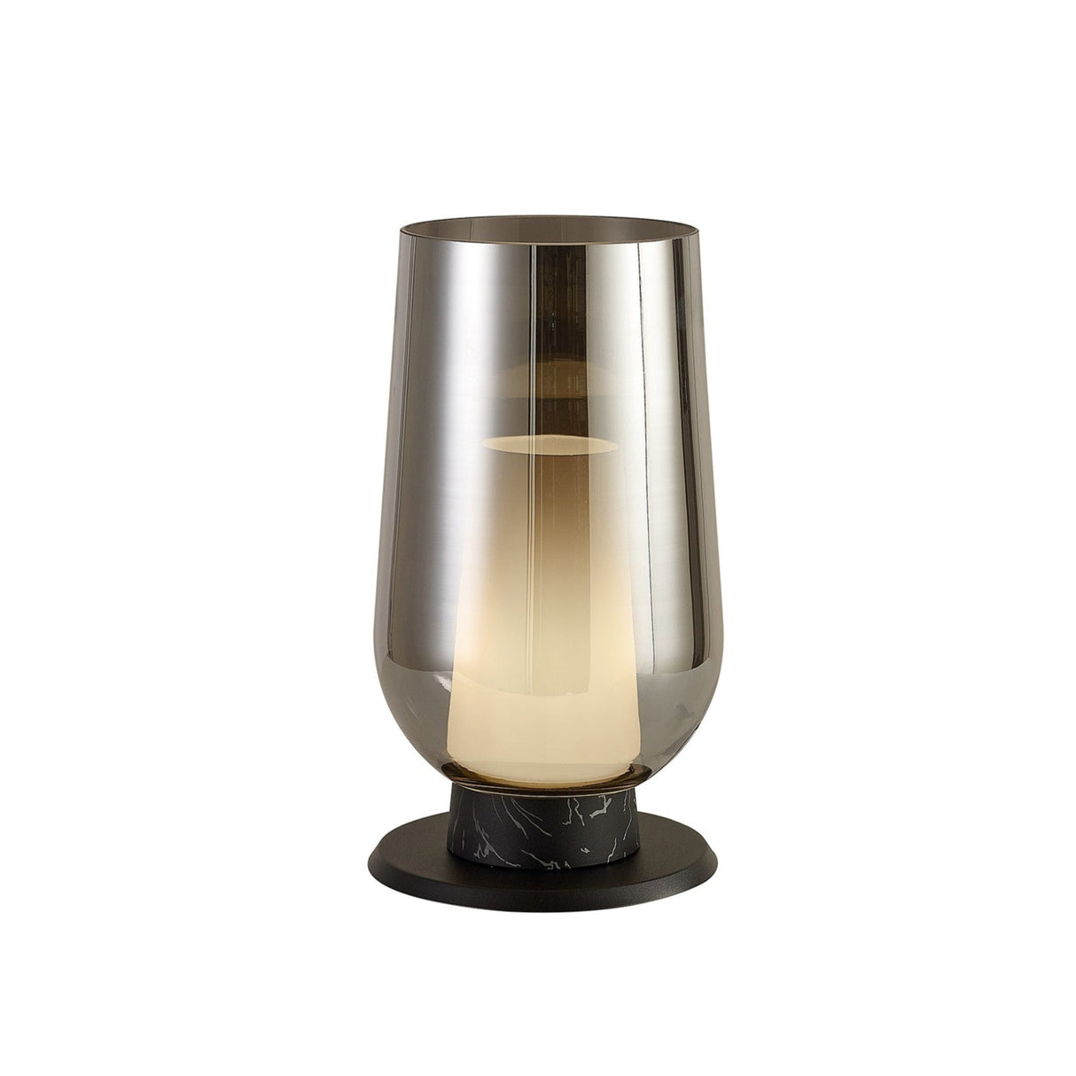 Nora 1 Light Chrome Glass With Frosted Inner & Wood Table Lamp - Black