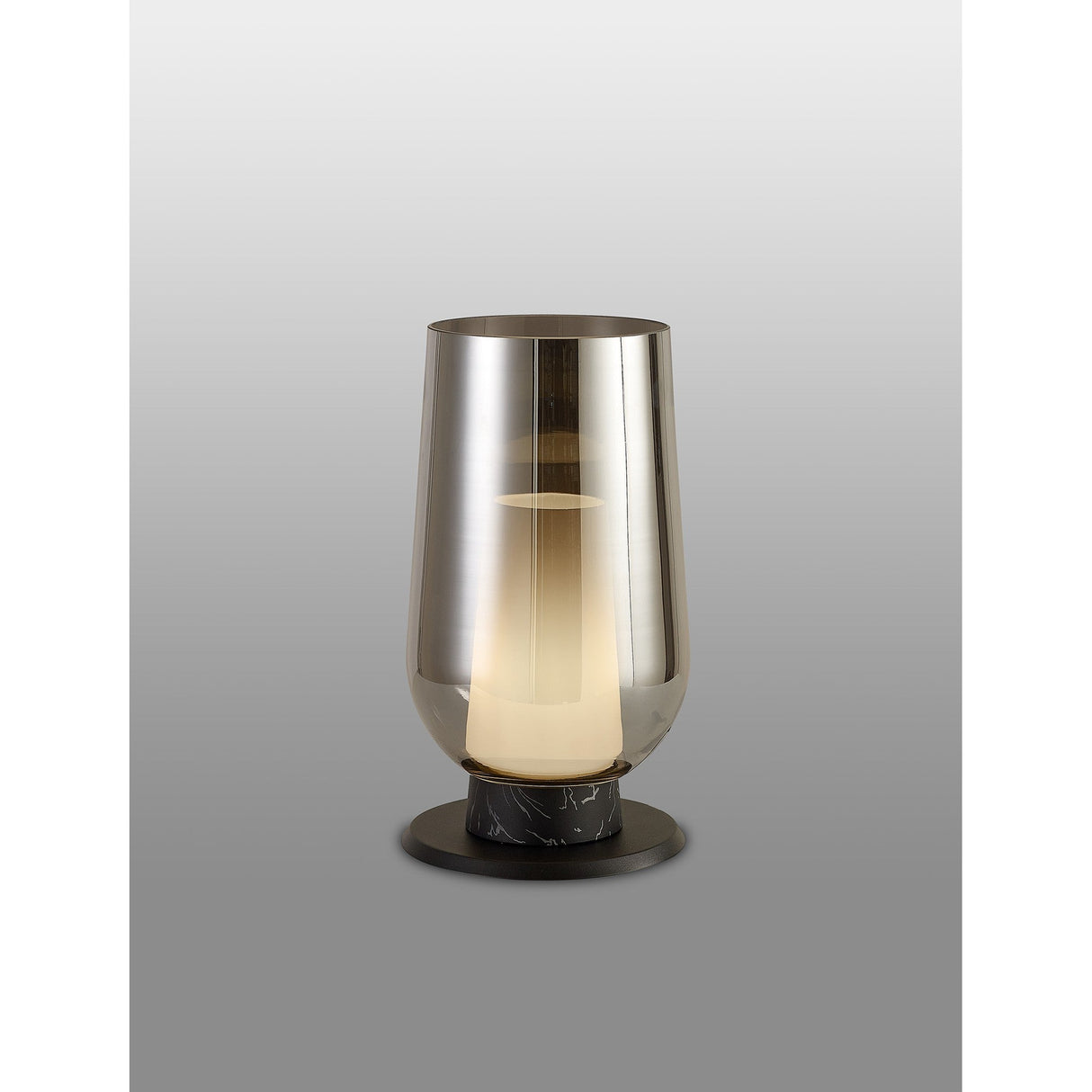 Nora 1 Light Chrome Glass With Frosted Inner & Wood Table Lamp - Black