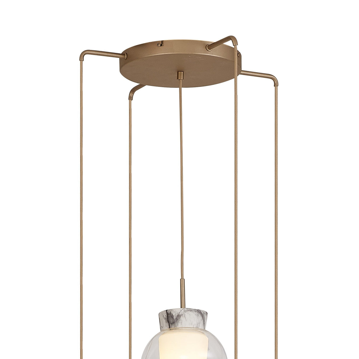Nora 5 Light Frosted Glass Cluster Pendant Light - Gold & White