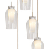 Nora 5 Light Frosted Glass Cluster Pendant Light - Gold & White