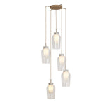 Nora 5 Light Frosted Glass Cluster Pendant Light - Gold & White