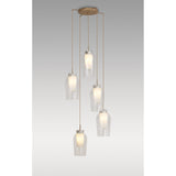 Nora 5 Light Frosted Glass Cluster Pendant Light - Gold & White