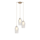 Nora 3 Light Frosted Glass Cluster Pendant Light - Gold & White