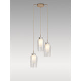 Nora 3 Light Frosted Glass Cluster Pendant Light - Gold & White