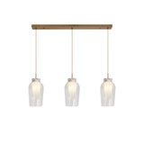 Nora 3 Light Glass Bar Pendant Light - Gold & White & Frosted