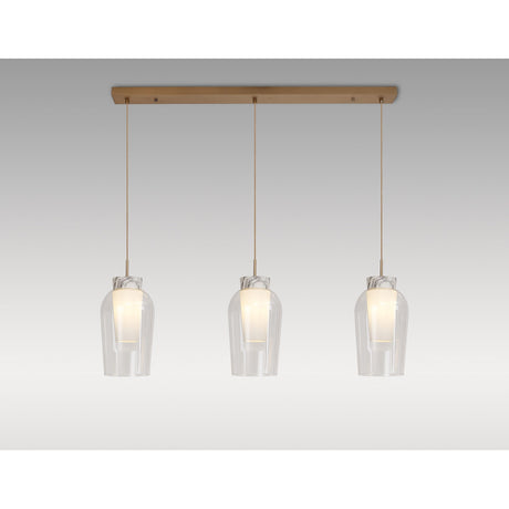 Nora 3 Light Glass Bar Pendant Light - Gold & White & Frosted