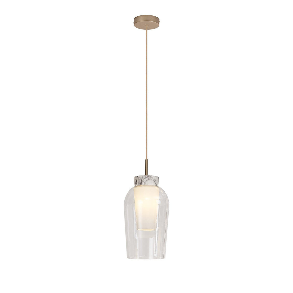 Nora 18cm Adjustable 1 Light Glass Pendant Light - Gold & Frosted
