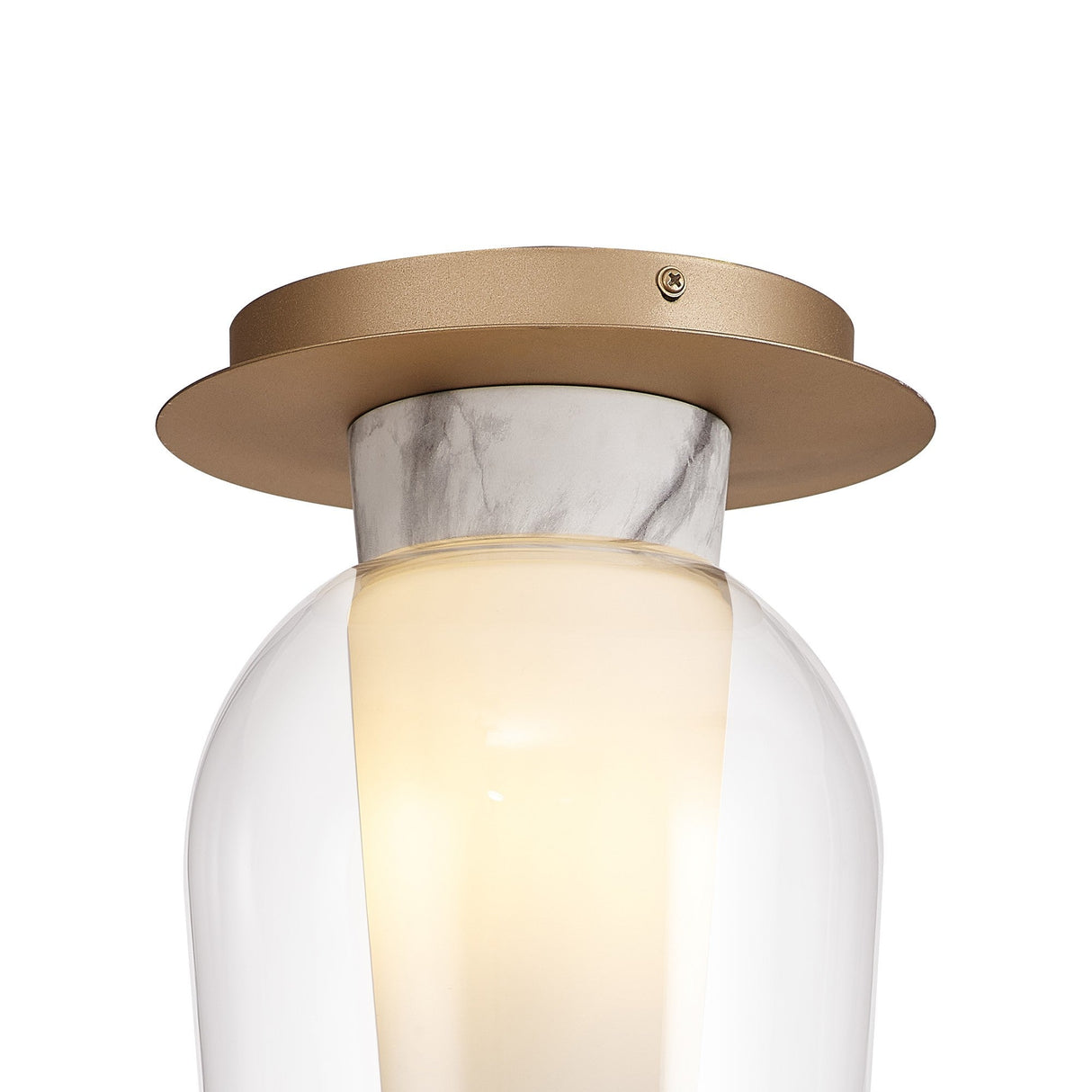 Nora 1 Light Semi-Flush Glass Ceiling Light - Gold/White