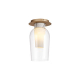 Nora 1 Light Semi-Flush Glass Ceiling Light - Gold/White