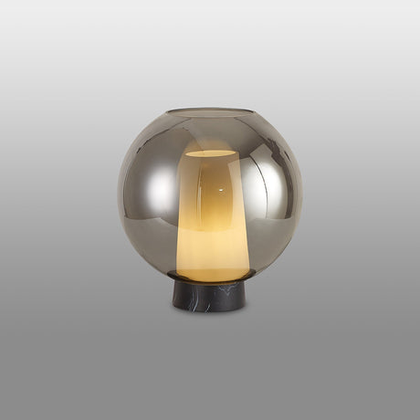Nora Ball 1 Light Chrome Glass Table Lamp - Black/Black Marble