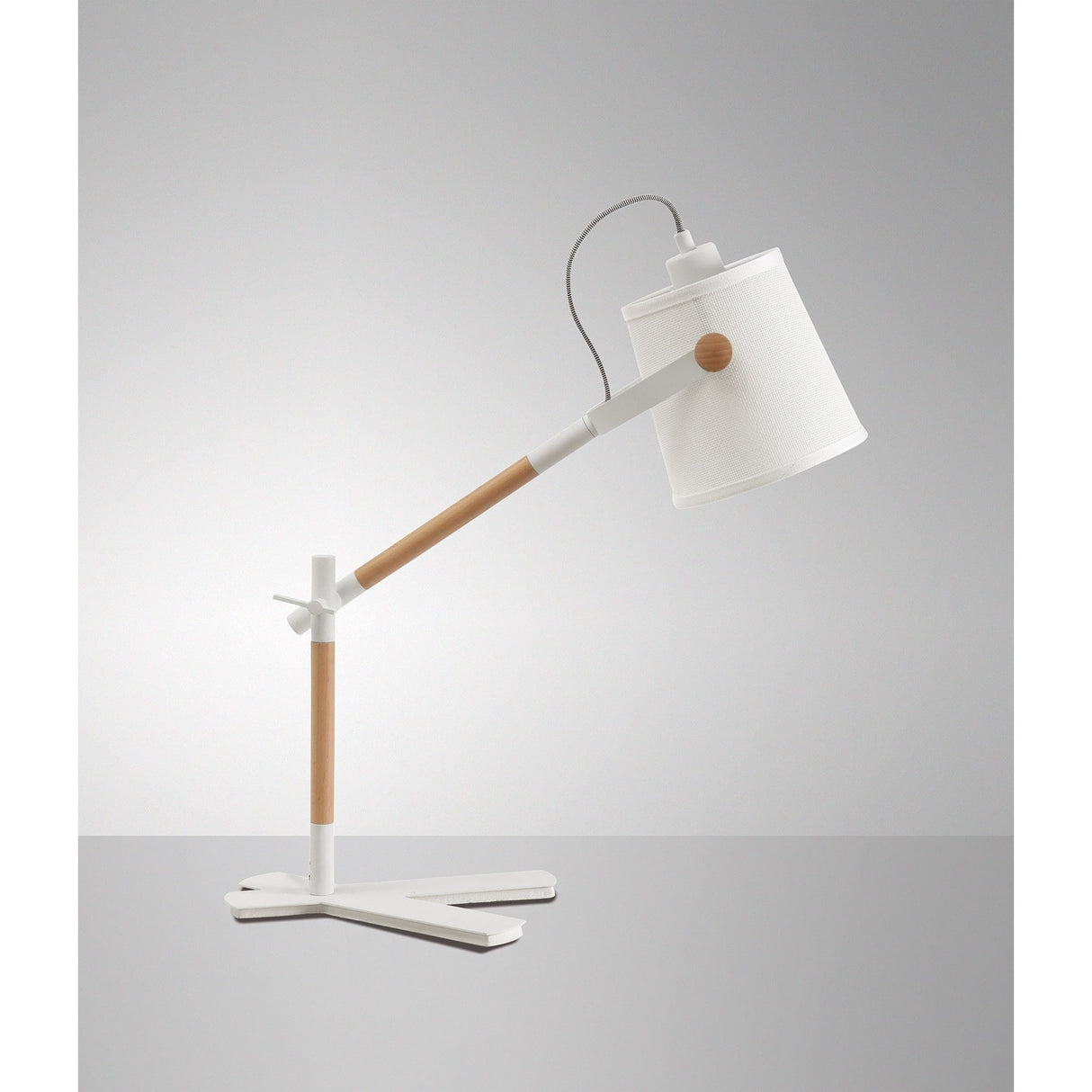 Nordica Table Lamp - Matt White/Beech With Ivory White Shade