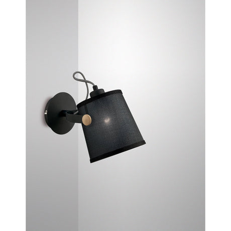 Nordica 1 Light Single Spotlight - Matt Black/Beech