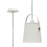 Nordica 20cm 1 Light Pendant Light - White & Beech With Ivory Shade
