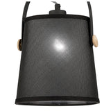 Nordica 20cm 1 Light Pendant Light - Black & Beech With Black Shade