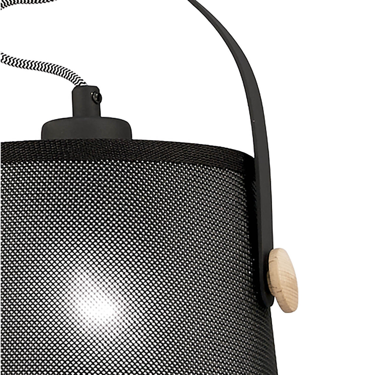 Nordica 20cm 1 Light Pendant Light - Black & Beech With Black Shade