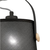 Nordica 20cm 1 Light Pendant Light - Black & Beech With Black Shade