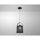 Nordica 20cm 1 Light Pendant Light - Black & Beech With Black Shade