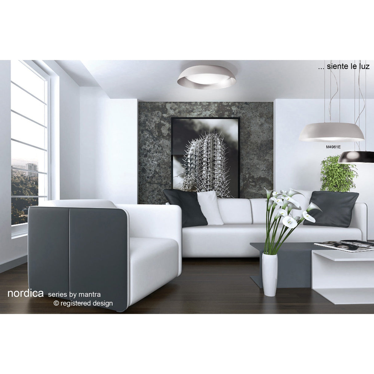 Nordica LED Flush Ceiling Light 3000K 21W - Ivory White