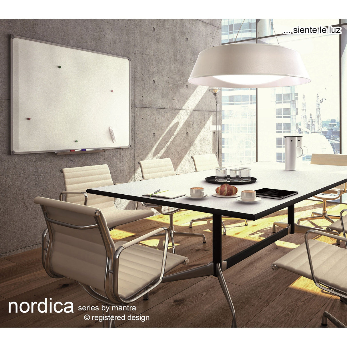 Nordica LED Flush Ceiling Light 3000K 60W - Ivory White