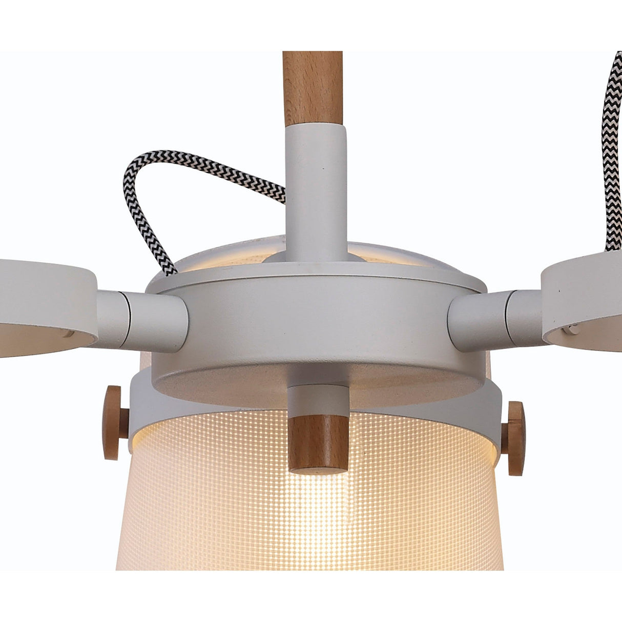 Nordica II 62cm 3 Light Chandelier - Beech With White Shades