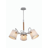 Nordica II 62cm 3 Light Chandelier - Beech With White Shades