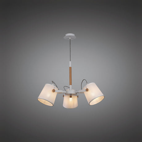Nordica II 62cm 3 Light Chandelier - Beech With White Shades