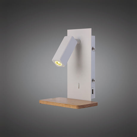 Nordica II LED Wall/Reading Light With USB And Support - White