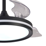 North RGB CCT Dimmable LED Ceiling Retractable Fan Light With Remote Control - Black