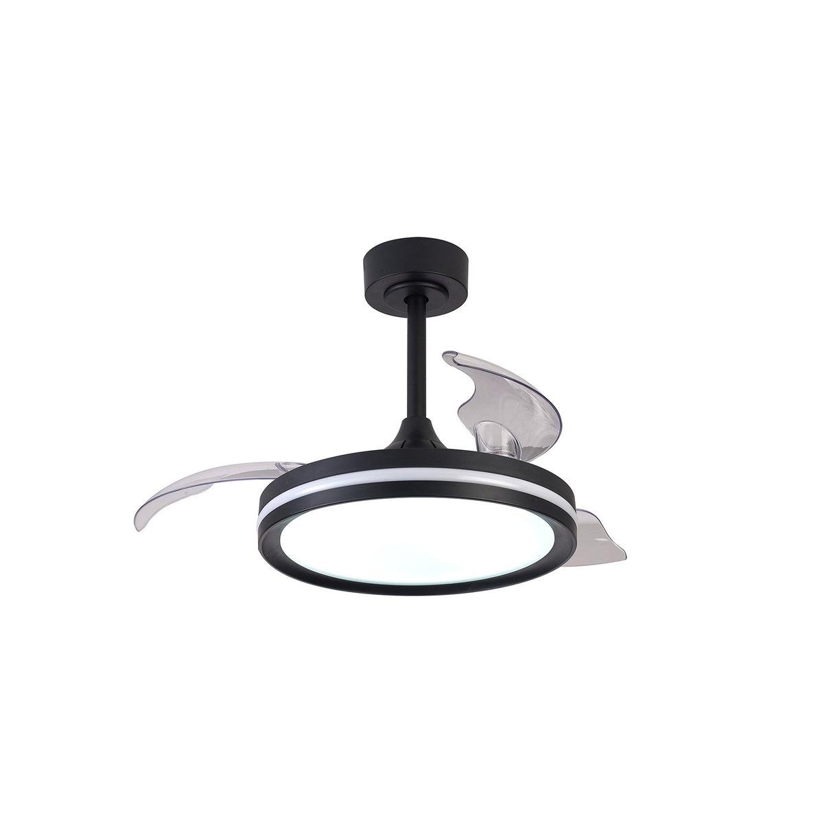 North RGB CCT Dimmable LED Ceiling Retractable Fan Light With Remote Control - Black