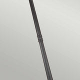 A Norfolk 3 Light Lamp Post in black metal stands diagonally across a light gray background, featuring a classic ridged design reminiscent of traditional lamp posts.
