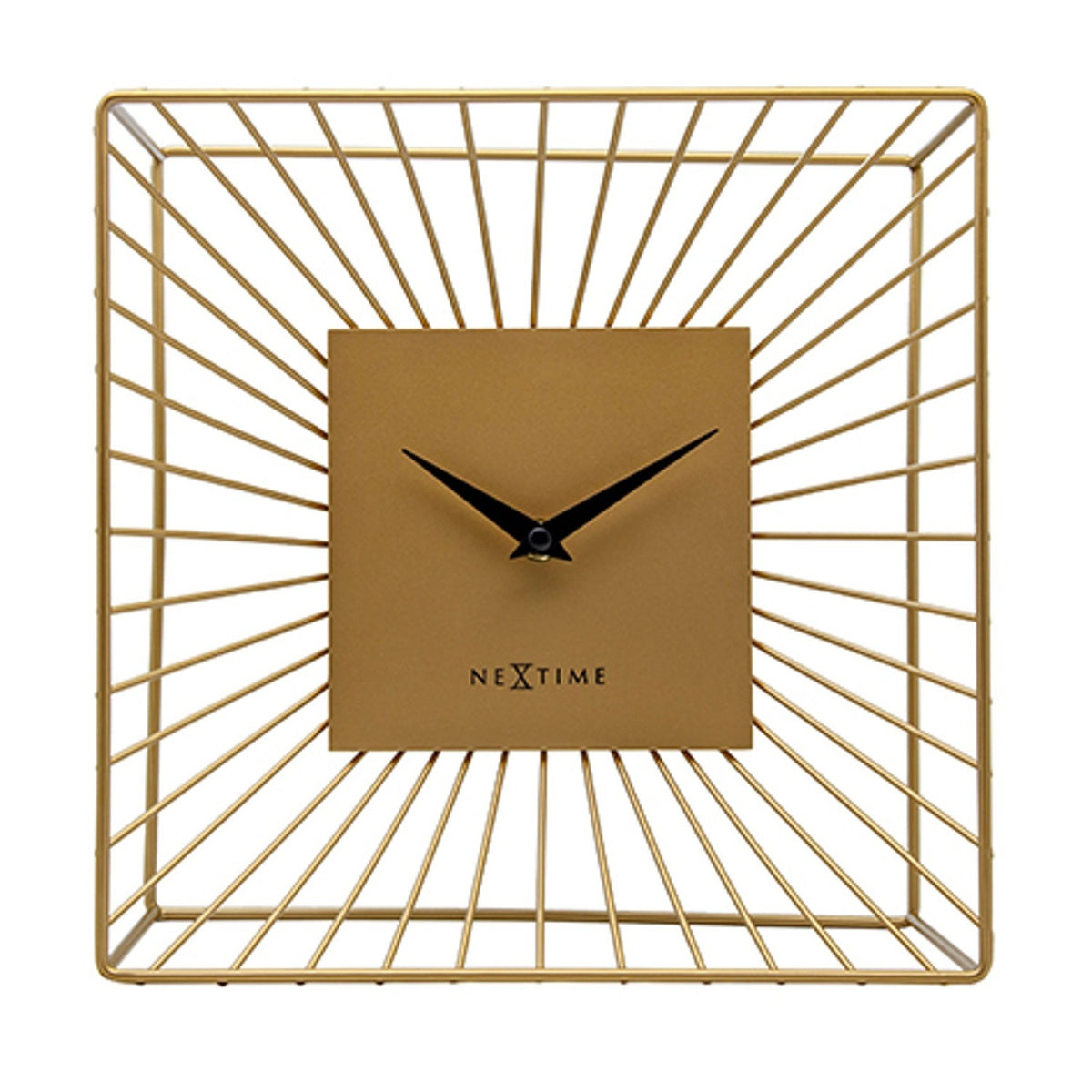 Square Metal Table or Wall Clock 25cm x 25cm x 12cm - Gold