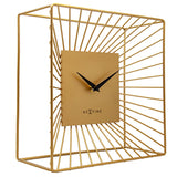Square Metal Table or Wall Clock 25cm x 25cm x 12cm - Gold