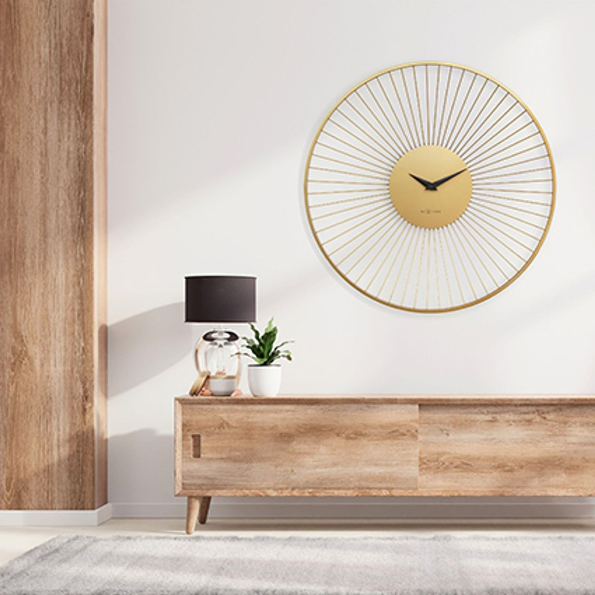 Vasco Round Open Wire Spoke Metal Wall Clock 80cm - Gold