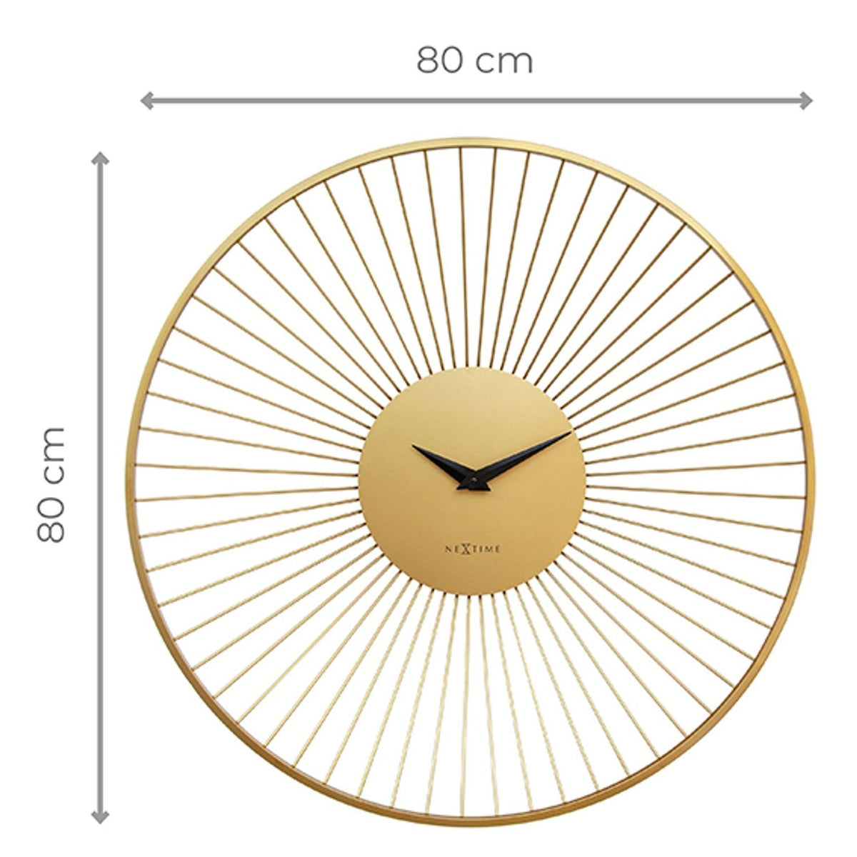 Vasco Round Open Wire Spoke Metal Wall Clock 80cm - Gold