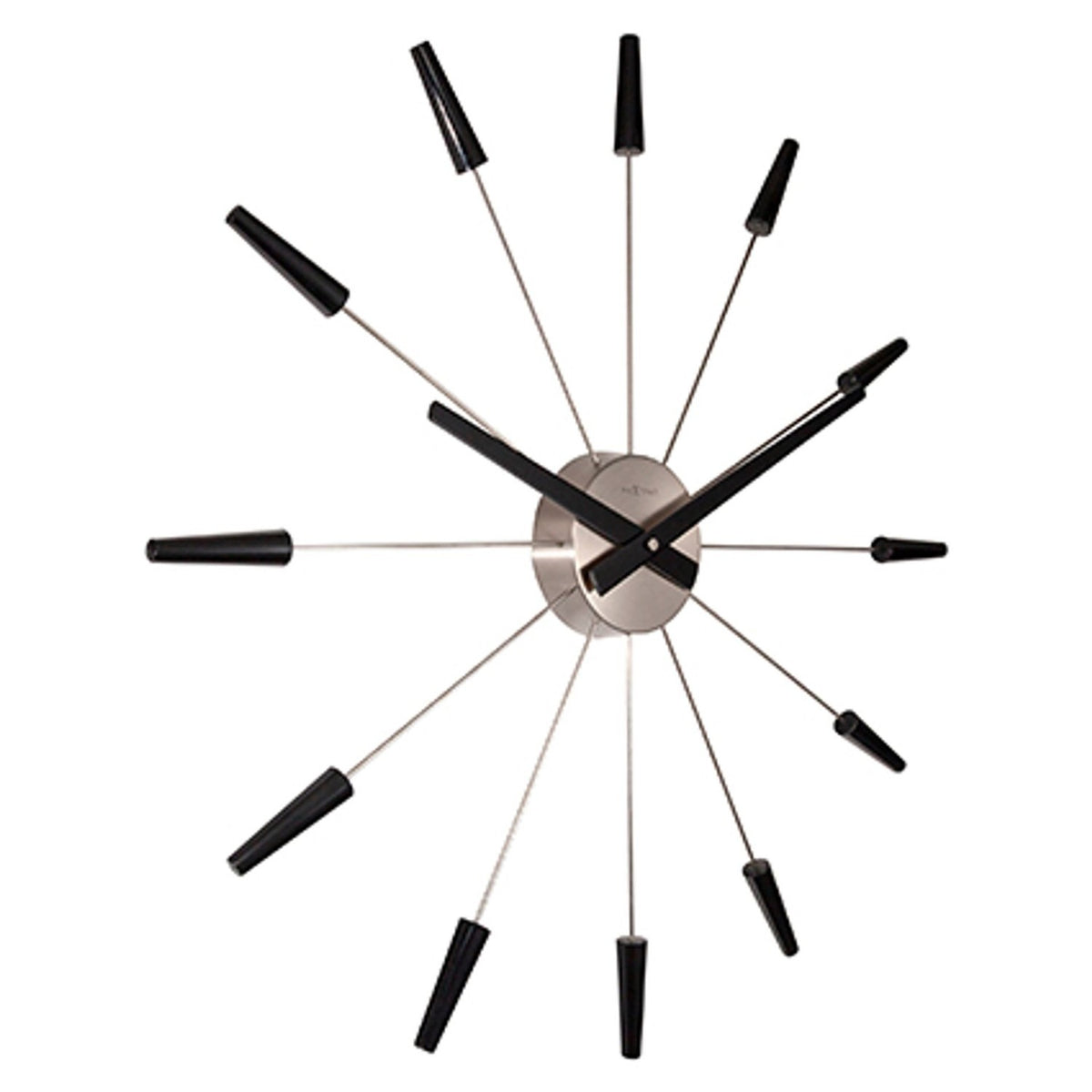 Plug Inn Spoke Metal Wall Clock with Silver Hub 58cm - Black