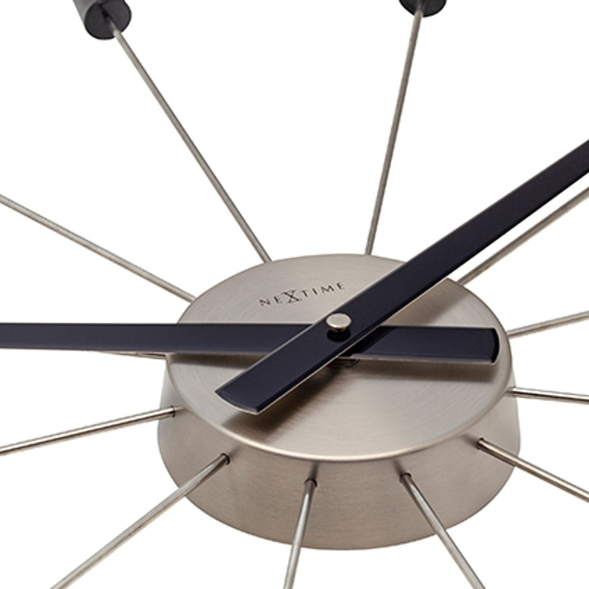 Plug Inn Spoke Metal Wall Clock with Silver Hub 58cm - Black