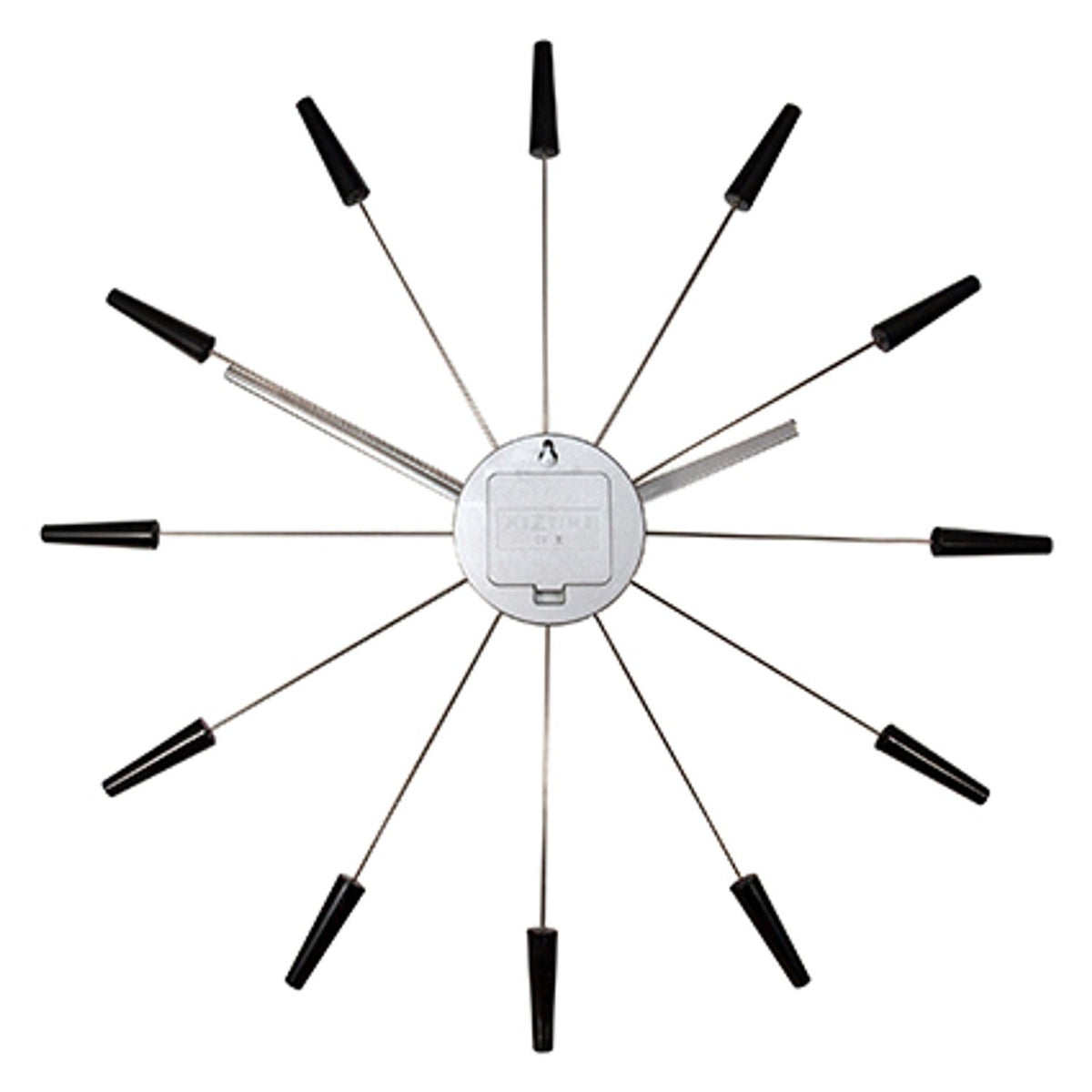 Plug Inn Spoke Metal Wall Clock with Silver Hub 58cm - Black