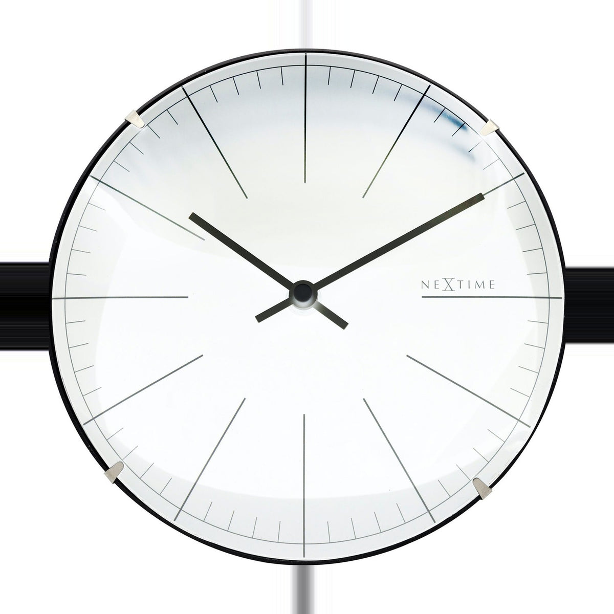 Big Stripe Mini Dome Glass Table and Wall Clock 20cm - White