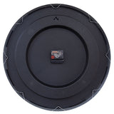 Rear view of the Marble Duo Round Aluminium Wall Clock 48cm, showing the matte black casing, quartz movement mechanism, and hanging bracket on a white background.