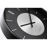 Retro II Round Brushed Silver Centre Wall Clock 25cm - Black