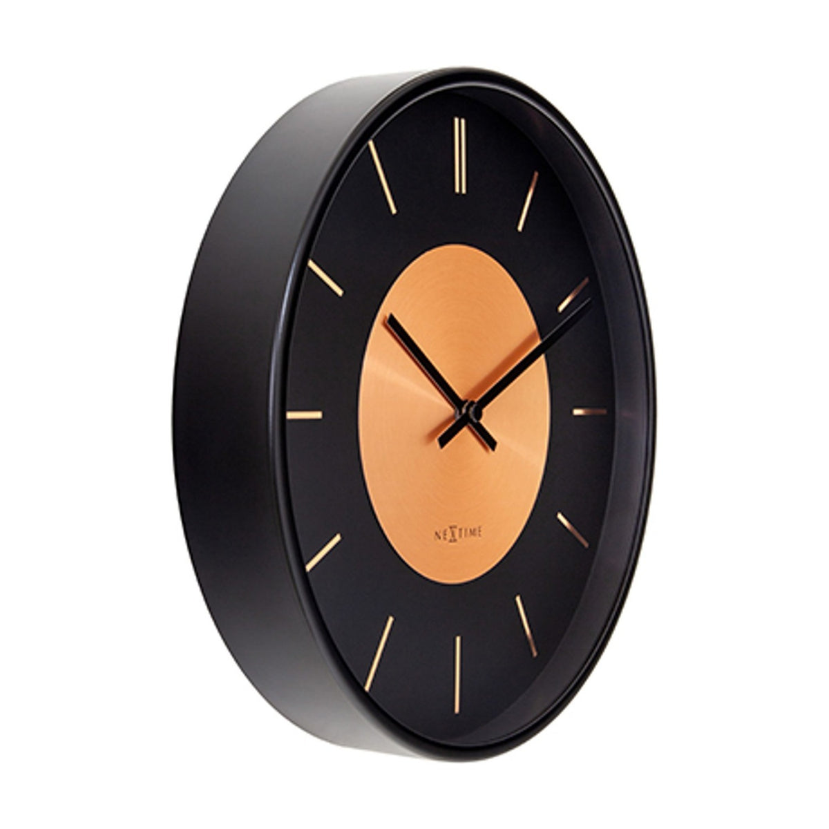 Retro II Round Metal Wall Clock 25cm - Black & Copper