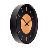 Retro II Round Metal Wall Clock 25cm - Black & Copper