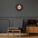 Retro II Round Metal Wall Clock 25cm - Black & Copper