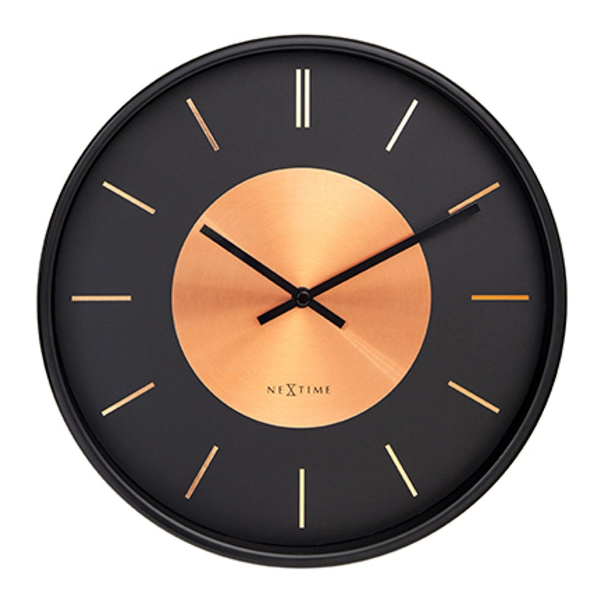 Retro II Round Metal Wall Clock 25cm - Black & Copper