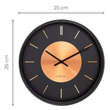 Retro II Round Metal Wall Clock 25cm - Black & Copper